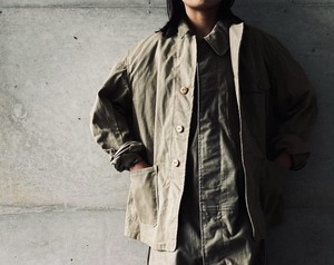 希少 ワーク ジャケット 切り替え 木製 釦 楕円 フラップポケット ジャケット JAPAN VINTAGE ジャパンヴィンテージ 30s40s 日本の古い服