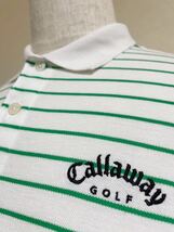 【良品】 callaway golf X-SERISE DRY SPORT キャロウェイ ゴルフ ドライ ボーダー 鹿の子 ポロシャツ サイズL 半袖 白 緑 241-151510_画像10