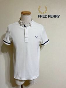 FRED PERRY フレッドペリー 鹿の子 ポロシャツ トップス サイズM 半袖 スリムフィット クリーム ヒットユニオン M9278