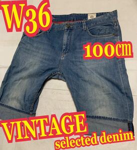 VINTAGE selected denim ハーフデニム　ジーンズ　レギュラーフィット　メンズ　W36