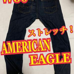 AMERICAN EAGLE アメリカンイーグル　デニムパンツ　ジーンズ　ストレッチ　インディゴ　刺繍ロゴ　W30