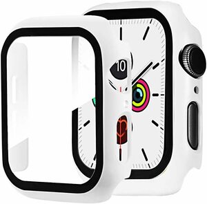 【送料無料】Apple Watch 用ケース アップルウォッチ保護ケース ガラスフィルム 一体型 アップルウォッチカバー(38mm ホワイト)