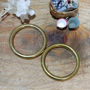 レザークラフト 真鍮金具 Brass　丸カン　内径38mm　2個セット