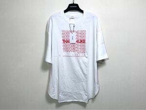 「KHA:KI / カーキ」リメイクTシャツ THANKS 4 LIKE ビッグシルエット プリント ロゴTシャツ 白