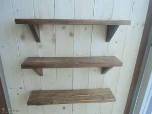 Art hand Auction Wall shelf, Scandinavian style, antique shelf set of 3, stylish interior, wall hanging, European goods, retro, walnut, creating a nice atmosphere, Handmade items, furniture, Chair, shelf, Bookshelf, Shelf