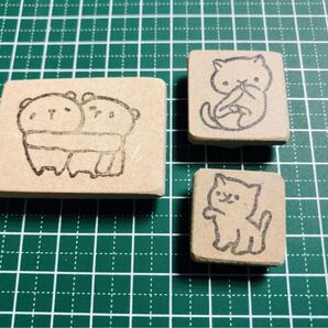 消しゴムはんこ 3点セット 猫 パンダ 冬
