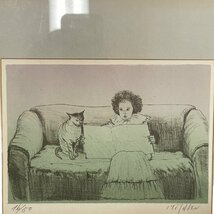 A226RZZ【中古品】作者不明 インテリア ねこ 絵 絵画 画 額縁あり インテリア 美術品_画像2