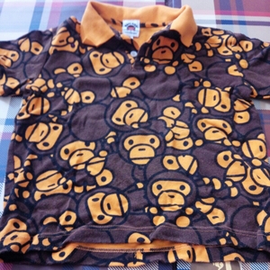 BAPE Kids Mylo рубашка-поло 130 размер б/у одежда Shark Bape A BATHING APE Ape 