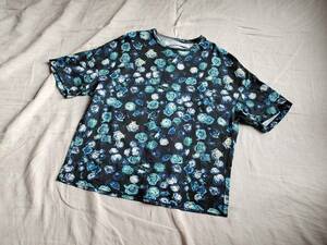 JOHN LAWRENCE SULLIVAN ジョンローレンスサリバン Tシャツ カットソー 花 バラ 総柄 コットン 半袖 黒 青 ONE ★6