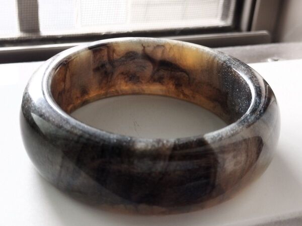 シルバーグレー 海柳 バングル ブレスレット 腕輪 内径57mm