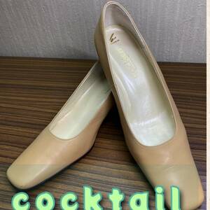 靴 ◆ Cocktail ◆ パンプス 24.5cm EE イエローベージュ レザー レディース シューズ