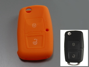 VW GOLF/POLO/PASSAT シリコン　2-Button キィー カバー　ORANGE　新品　▽Vntj *
