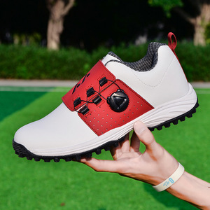 正規品 ゴルフシューズ メンズ 運動靴 ウォーキングシューズ 超軽量 履きやすい アウトドア ダイヤル式 防水防滑耐磨 絶賛 赤 24.5~27.5cm