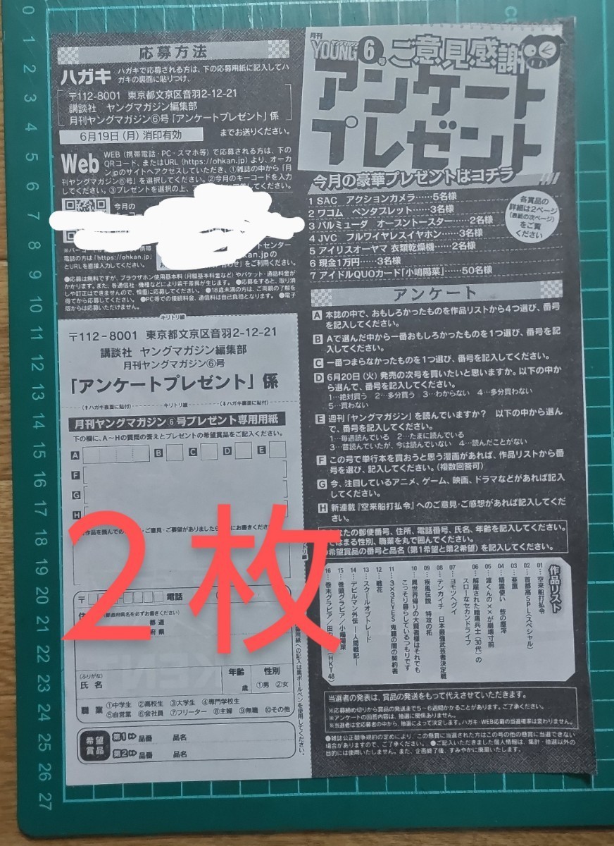 純正品 クオカード 小嶋陽菜 ヤングマガジン クオカード500 A0152-0277