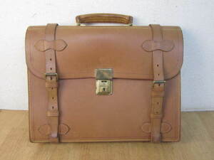 Made in Englandb ride ru leather briefcase business bag tea color 40×32cm antique present condition 