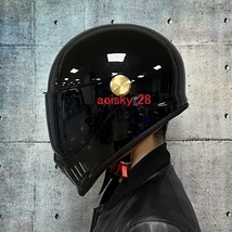 新品バイク オフロード フルフェイスヘルメット ダブルシールド 内蔵サングラス ビンテージ ハーレー ジェットヘルメット 4色　2ＸLサイズ _画像4