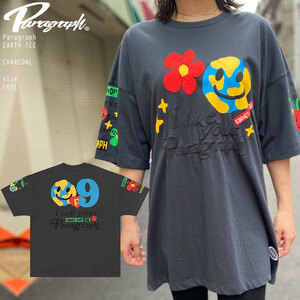 【 Paragraph 】 パラグラフ 男女兼用 正規品 直輸入 シーズン9 アースプリント Tシャツ Paragraph SEASON9 EARTH PRINT TEE チャコール