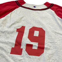 00s Champion ベースボールシャツ XL グレー×レッド チーム 刺繍 ナンバリング 野球 Baseball 半袖 シャツ Tシャツ チャンピオン_画像7