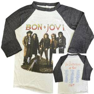 80s BON JOVI The Brotherhood on tour 1989 Tシャツ ボンジョヴィ ツアー 七分袖 ラグラン バンT バンド ロック ヴィンテージ