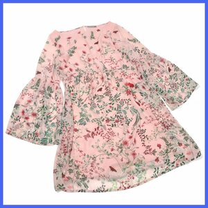 ☆☆【美品】 orsay (オルセー) フラワーワンピース ライトピンク♪サイズ36♪花柄♪膝丈♪ベルスリーブ♪結婚式♪パーティー