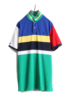 大きいサイズ XL ■ ポロ ラルフローレン 鹿の子 ボーダー 半袖 ポロシャツ メンズ / 古着 POLO 半袖シャツ ポニー刺繍 クラシックフィット