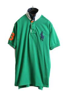  большой po колено # Polo Ralph Lauren олень. . рубашка-поло с коротким рукавом мужской M / б/у одежда POLO рубашка с коротким рукавом Rugger рубашка модель регби рубашка зеленый 