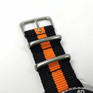 ナイロン製ミリタリーストラップ natoタイプ 布ベルト 腕時計 ブラックXオレンジ3 ストライプ 22mmの画像6