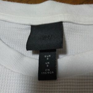 H&M メンズ 半袖 白 ホワイト ワッフル S