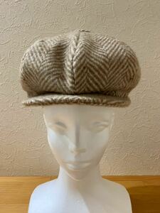 KANGOL кепка hunting cap Casquette MALUERN Vintage шерсть "в елочку" Англия производства бежевый 56 см 