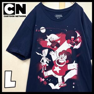 海外古着 カートゥーンネットワーク プリントTシャツ L 海外アニメ ネイビー プリントTシャツ Tシャツ