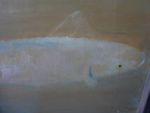 絵7974か-油絵　鯉　魚　約58cm×46cm_画像3