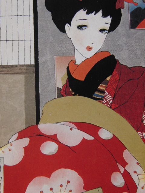 中原淳一, [女儿的12个月-二月和如月雪, 1940年, 来自罕见的装裱艺术收藏, 全新, 高品质框架, 状况良好, 免运费, 日本画家, 绘画, 油画, 肖像