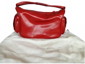  beautiful goods rare goods!# miumiu # MiuMiu # enamel original leather made * handbag # red red group # storage bag attaching # free shipping 