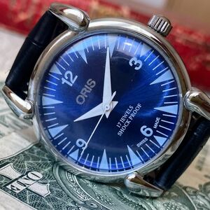 【かっこいい】★送料無料★ オリス ORIS メンズ腕時計 ブルー 手巻き ビンテージ アンティーク