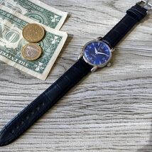 【かっこいい】★送料無料★ オリス ORIS メンズ腕時計 ブルー 手巻き ビンテージ アンティーク_画像6