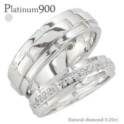 指輪 結婚ペアリング 2本セット pt900 ダイヤモンド 0.2ct プラチナ900 pt900 マリッジリング メンズ ブライダルセット レディース