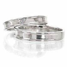 指輪 結婚ペアリング 2本セット マリッジリング ブライダル ダイヤモンド 0.03ct k18ゴールド 無垢 18金 メンズ レディース_画像2