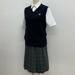 UT325-3 (中古) 栃木県 那須高校 3点セット /旧制服/11/L/W72/ブラウス/ニットベスト/スカート/夏服/夏用/制服/学生服/女子学生/卒業生品/