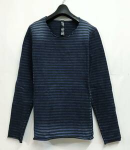 wjk ダブルジェーケー heavy indigo jersey cut-saw インディゴ染め ボーダー ヘビーウェイト カットソー M 青/黒