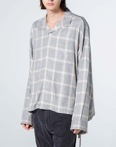 日本製 VICTIM ヴィクティム BIG RAYON CHECK SHIRTS ビッグレーヨンチェックシャツ グレー XL 長袖 オーバーサイズ ビッグシルエット