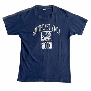 80's 米国製 SCREEN STARS スクリーンスターズ ビンテージ Tシャツ SOUTHEAST YMCA サッカー ネイビー S位 [ta-0775]