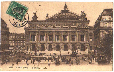 アンティーク ポストカード オペラ座 ガルニエ宮 1912 フランス パリ 日本未発売 送料無料★ap1459