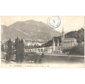 アンティーク ポストカード ルルドの泉 ロザリオ・バジリカ聖堂 1919 フランス 100年以上前 1世紀前 日本未発売 送料無料★ap1940