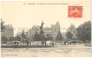 アンティーク ポストカード ナシオン広場 共和国記念碑 1912 パリ フランス 日本未発売 送料無料★ap1645