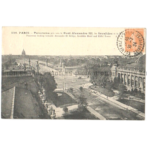 アンティーク ポストカード アレクサンドル3世橋 1924 パリ フランス 日本未発売 送料無料★ap1832