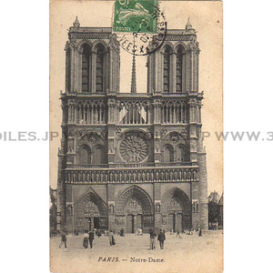 アンティーク ポストカード ノートルダム大聖堂 1913 フランス パリ 日本未発売 送料無料★ap0215