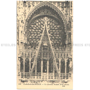 アンティーク ポストカード ルーアン大聖堂 バラ窓 1910頃 フランス 日本未発売 送料無料★ap1653