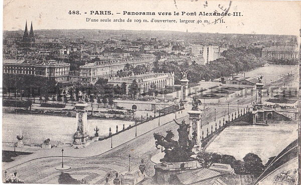 アンティーク ポストカード アレクサンドル3世橋 1931 パリ フランス 日本未発売 送料無料★ap2123