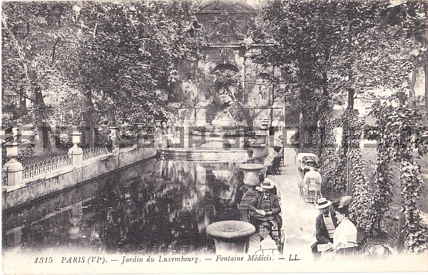 アンティーク ポストカード リュクサンブール公園 1922 パリ フランス 日本未発売 送料無料★ap1603