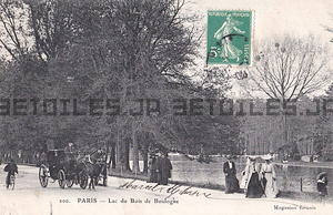 アンティーク ポストカード ブローニュの森 女性 1906 パリ フランス 100年以上前 1世紀前 日本未発売 送料無料★ap1034